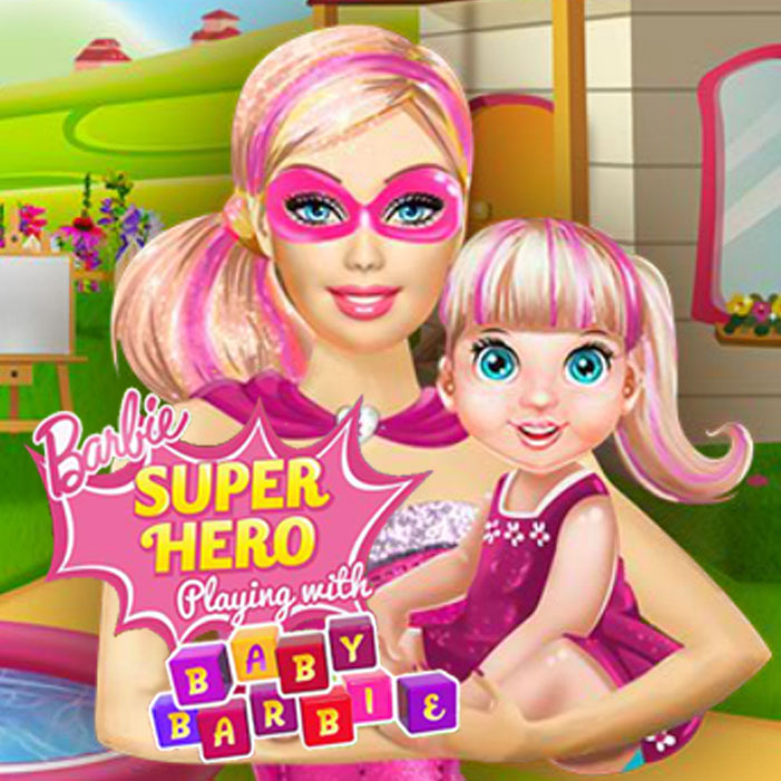 Barbie Super Hero Playing With Baby Barbie - Play Barbie Super Hero ...