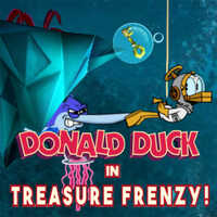 Donald Duck In Treasure Frenzy,Donald Duck In Treasure Frenzy is one of the Diving Games that you can play on UGameZone.com for free. You will begin with the Bronze Battler. Move around dangerous jellyfish, and jump over sharks in the water. When Donald runs out of the air, he will go into a frenzy. Then, you can smash platforms for extra points!
