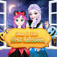 Anna & Elsa First Halloween,Czas iść na imprezę Halloweenową dla Elsy i Anny, a oni chcą zostać czarującymi dziewczynami z Halloween! Wybierz ich tradycyjne stroje na Halloween i wybierz dla nich urocze dodatki! Ubierz je! Baw się dobrze!
